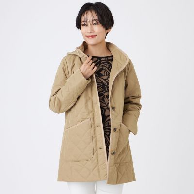 ＜EVEX by KRIZIA (Women)＞【光・遠赤外線吸収発熱】【マシンウォッシャブル】ダイヤキルトフーデッドコート