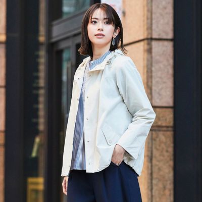 超美品☆【ebure】ライトタフタブルゾン ウォッシャブル】【はっ水】ライトタフタフーデッドブルゾン | EVEX by