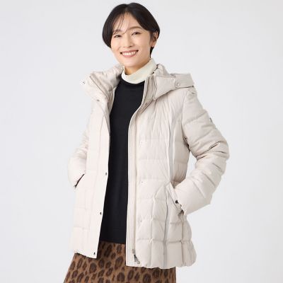 ＜EVEX by KRIZIA (Women)＞【ＳＡＮＹＯ　Ｓｔｙｌｅ　ＥＤＩＴＩＯＮ掲載】【ウォッシャブル・放電テープ付】マットタフタフーデッドミドルダウンジャケット