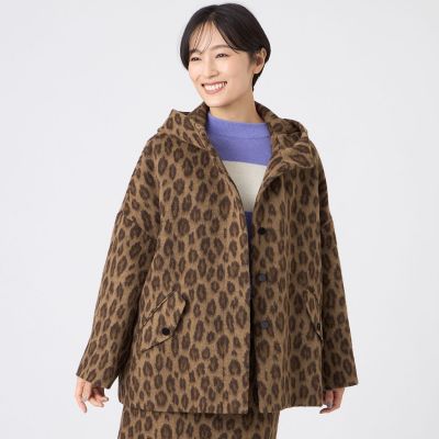 ＜EVEX by KRIZIA (Women)＞【カタログ掲載】ウールパンサージャカードフーデッドコート