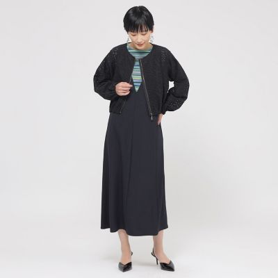 新品　自由区　大きいサイズ46　ウエストシェイプ ショートブルゾン　定価3.3万 ウォッシャブル】パンチングゼブラショートブルゾン | EVEX by KRIZIA
