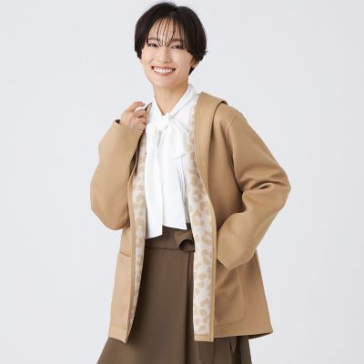 ＜EVEX by KRIZIA (Women)＞【リバーシブル】【ウォッシャブル】レオパードダンボールフーデットコーディガン