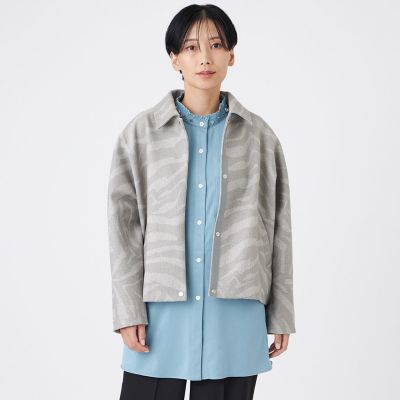 ウォッシャブル】ゼブラプリントウールライクジャージ ブルゾン | EVEX