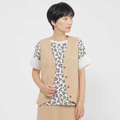 ＜EVEX by KRIZIA (Women)＞【カタログ掲載品】【ウォッシャブル】コットン麻ブレンドストレッチジレ