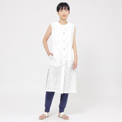 美品 定価8.5万 ハーヴェルスタジオ ウール シルク ロングジレ ベスト36 ウォッシャブル】パンチングゼブラロングジレ | EVEX by KRIZIA (Women
