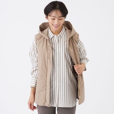 ＜EVEX by KRIZIA (Women)＞【カタログ掲載】【はっ水・マシンウォッシャブル】グレイスメモリーフーデッドジレ