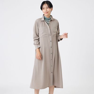 ＜EVEX by KRIZIA (Women)＞【マシンウォッシャブル】【放電テープ付き】フィブリルライクサテンシャツワンピース