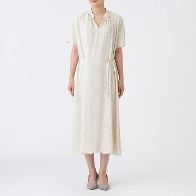 syn様♡Ｍ'S GRACY シルク混ワンピース✿フォロー割で￥11980 吸水速乾】【マシンウォッシャブル】ジオメトリックゼブラプリント