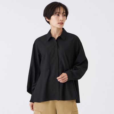 接触冷感】【マシンウォッシャブル】スパンローンペプラムシャツ