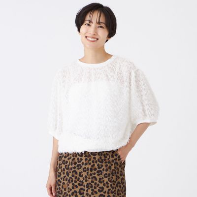 ＜EVEX by KRIZIA (Women)＞【ウォッシャブル】ラメカットジャカードコンビプルオーバー