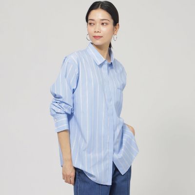 ＜EVEX by KRIZIA (Women)＞【ウォッシャブル】ラメストライプシャツ