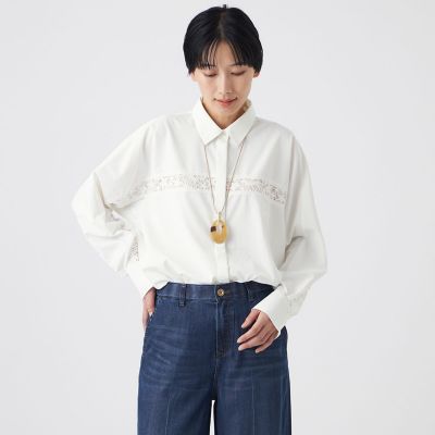 ＜EVEX by KRIZIA (Women)＞【カタログ掲載・マシンウォッシャブル】パンサーブレードレースシャツ