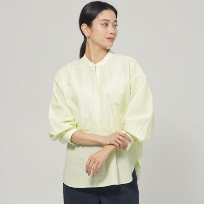 ＜EVEX by KRIZIA (Women)＞【ウォッシャブル】ラメストライプエンブロイダリーブラウス