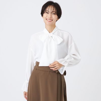 ＜EVEX by KRIZIA (Women)＞【マシンウォッシャブル】スパンローンボウタイブラウス