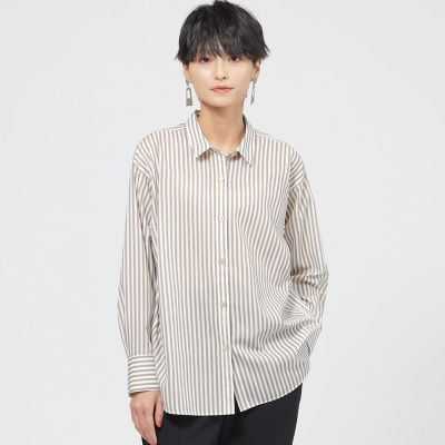 ＜EVEX by KRIZIA (Women)＞【マシンウォッシャブル】コットンライクストライプシャツブラウス