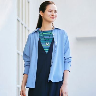 ＜EVEX by KRIZIA (Women)＞【接触冷感】【吸水速乾】【ＵＶ対策】【ウォッシャブル】ｋｉｒｅｒｉシャツブラウス