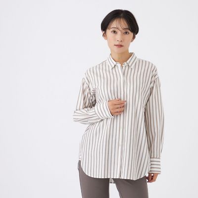 ＜EVEX by KRIZIA (Women)＞【カタログ掲載】【ウォッシャブル】ジャカードラメストライプシャツ