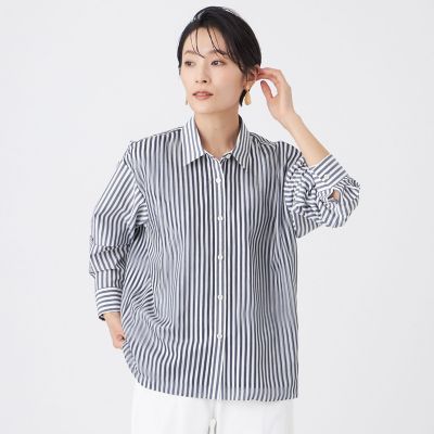 ＜EVEX by KRIZIA (Women)＞【カタログ掲載・ウォッシャブル】レイヤードストライプシャツ