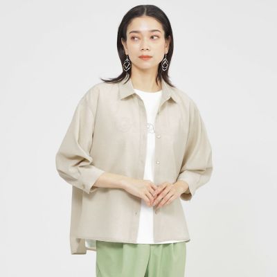 ＜EVEX by KRIZIA (Women)＞【接触冷感】【ＵＶ対策】【ウォッシャブル】リネンライクタンブラーショートブラウス