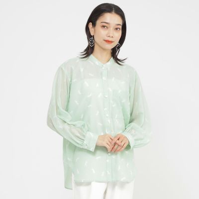 ＜EVEX by KRIZIA (Women)＞【１枚できまる】【カタログ掲載品】【ウォッシャブル】クラフトパンサーシアーコンビブラウス