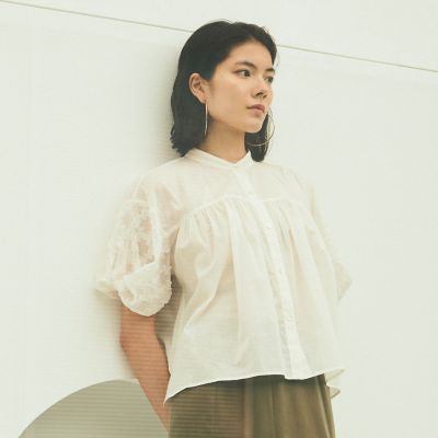 ＜EVEX by KRIZIA (Women)＞【ＳＡＮＹＯ　Ｓｔｙｌｅ　ＥＤＩＴＩＯＮ掲載】【ウォッシャブル】タイルジャカードコンビブラウス