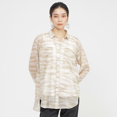 ＜EVEX by KRIZIA (Women)＞【接触冷感】【ウォッシャブル】シアーボイルゼブラロングシャツ