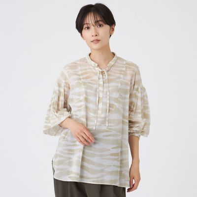 ＜EVEX by KRIZIA (Women)＞【接触冷感】【ウォシャブル】シアーボイルゼブラプルオーバーブラウス