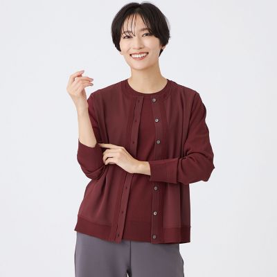 ＜EVEX by KRIZIA (Women)＞【ウォッシャブル】レーヨンストレッチニットコンビカーディガン