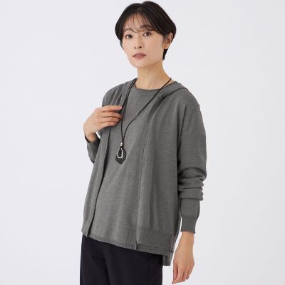 ＜EVEX by KRIZIA (Women)＞【カタログ掲載】【ウォッシャブル】ラメハイゲージニットパーカー