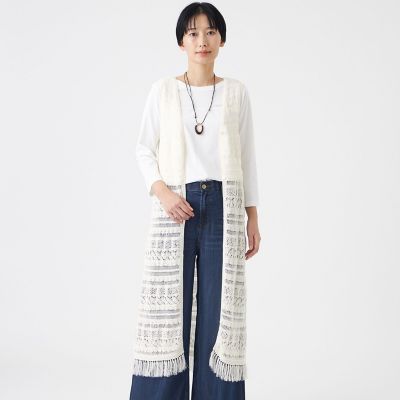 ＜EVEX by KRIZIA (Women)＞【カタログ掲載・ウォッシャブル】パターンボーダーロングニットジレ