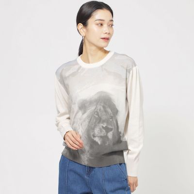 ＜EVEX by KRIZIA (Women)＞【ウォッシャブル】ライオンプリントニットプルオーバー