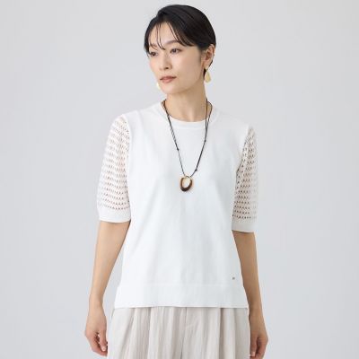 ＜EVEX by KRIZIA (Women)＞【カタログ掲載・ウォッシャブル】クロッシングメッシュニットプルオーバー