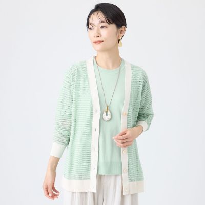 ＜EVEX by KRIZIA (Women)＞【カタログ掲載】クロッシングメッシュニットカーディガン