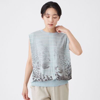 カタログ掲載】【ウォッシャブル】パンサープリントニットベスト