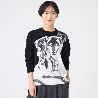 カタログ掲載】【ウォッシャブル】ウルフインターシャニットプル