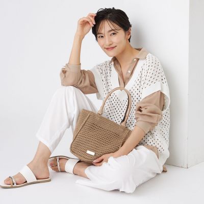 ＜EVEX by KRIZIA (Women)＞【ＳＡＮＹＯ　Ｓｔｙｌｅ　ＥＤＩＴＩＯＮ掲載】【ウォッシャブル】アイレットメッシュレイヤードニット