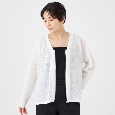 ウォッシャブル】ゼブラジャカードニットカーディガン | EVEX by