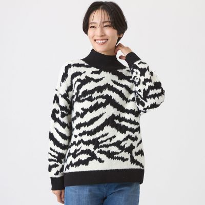 ＜EVEX by KRIZIA (Women)＞【カタログ掲載】フェザーヤーンゼブラニットプルオーバー