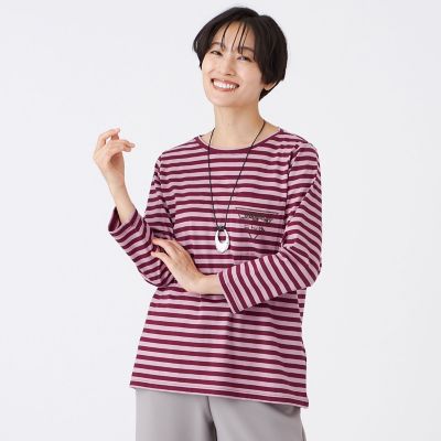 ＜EVEX by KRIZIA (Women)＞【接触冷感】【マシンウォッシャブル】エンブロイダリーボーダーカットソー