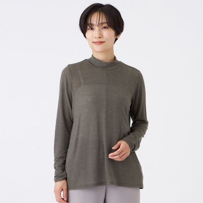 ＜EVEX by KRIZIA (Women)＞【ウォッシャブル】シアーラメジャージーハイネックカットソー