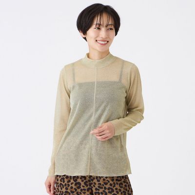 ＜EVEX by KRIZIA (Women)＞【マシンウォッシャブル】グリッタージャージーハイネックカットソー