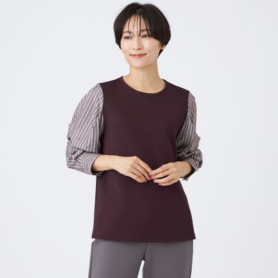 ＜EVEX by KRIZIA (Women)＞【ウォッシャブル】ストライプジャカードコンビプルオーバー