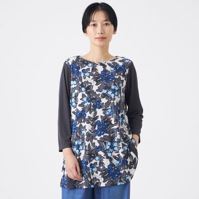 ＜EVEX by KRIZIA (Women)＞【接触冷感・マシンウォッシャブル】グレーププリントチュニックカットソー