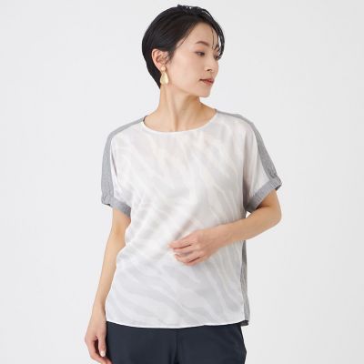 ＜EVEX by KRIZIA (Women)＞【カタログ掲載・ウォッシャブル】ゼブラプリントコンビフレンチスリーブカットソー
