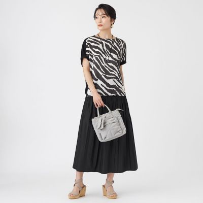 カタログ掲載・ウォッシャブル】ゼブラプリントコンビフレンチスリーブ