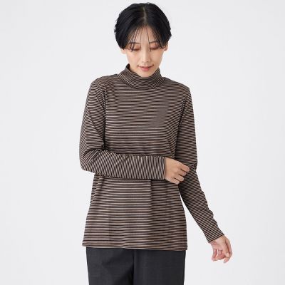 ＜EVEX by KRIZIA (Women)＞【ウォッシャブル】ハーフミラノリブボーダーハイネックプルオーバー