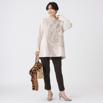 ウォッシャブル】シャドープリントダンボールニットチュニックプル