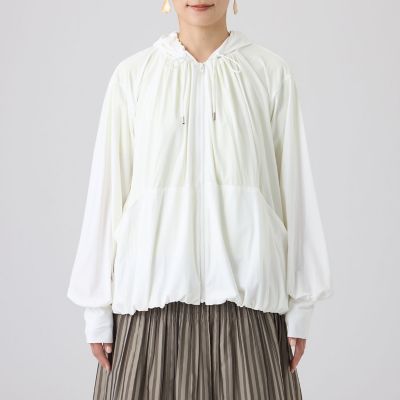極美品✨定価１.５万❤️　白　洗える　カットジャガードシフォン2WAYチュニック カタログ掲載・接触冷感・吸水速乾・UV対策・マシンウォッシャブル