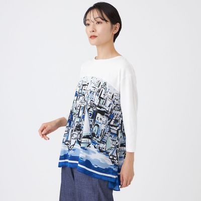 ＜EVEX by KRIZIA (Women)＞【接触冷感・ウォッシャブル】ヨットハーバープリントコンビカットソー