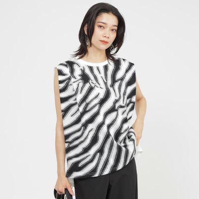 ＜EVEX by KRIZIA (Women)＞【カタログ掲載品】【ウォッシャブル】アニマルカットジャカードノースリーブカットソー